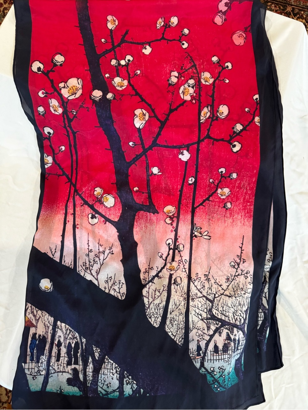Cocoon House 100% Silk Art kimono Van Gogh Japonaiserie Flowering Plum Tree 64x1